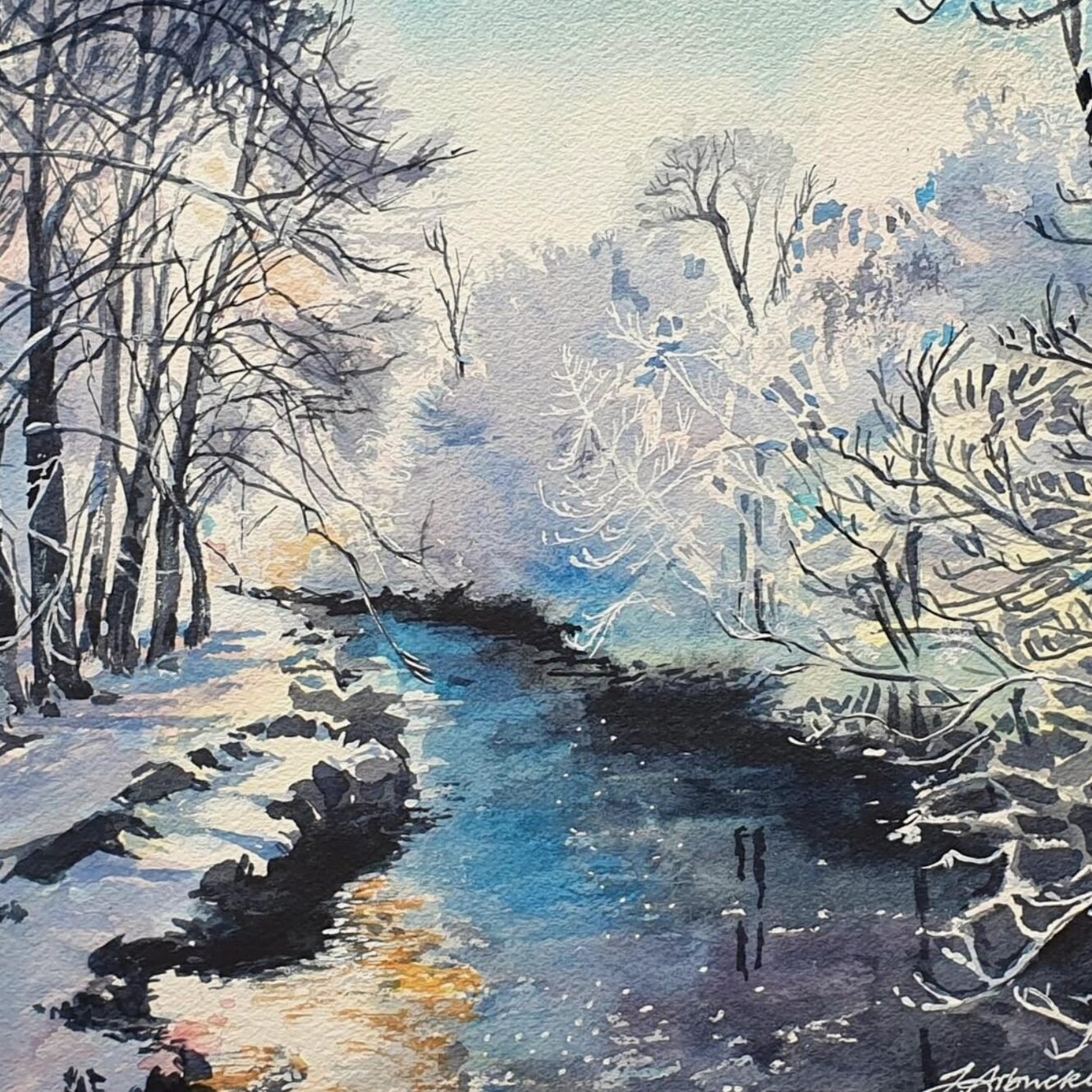 Calder Water in Winter Giclee art print 20x25 cm / 8x10″