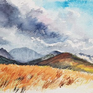 Rain over the Arrochar Alps (watercolour)